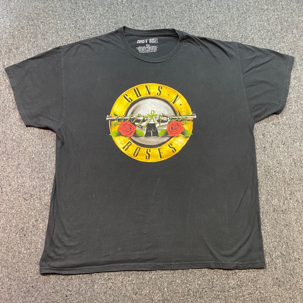 Guns N Roses TShirt Sz XXL Mens Black Grunge Classic Bullet Logo Graphic Tee